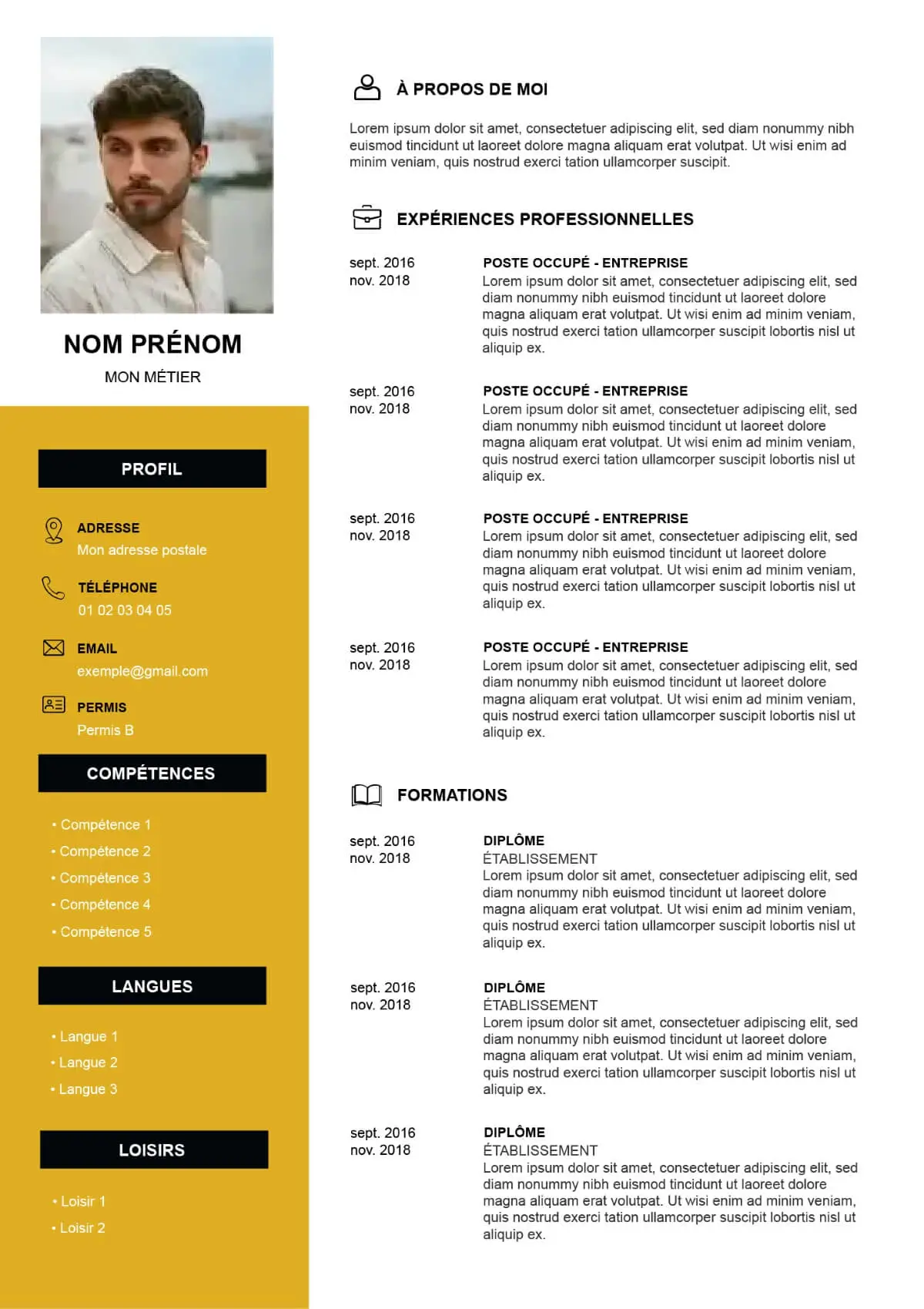 Exemple de CV parfait pour la formation de master