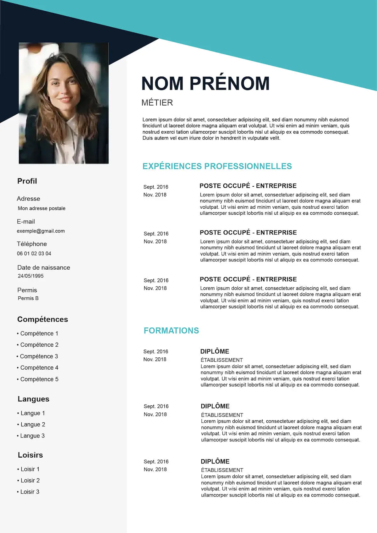 CV pour débutant vierge