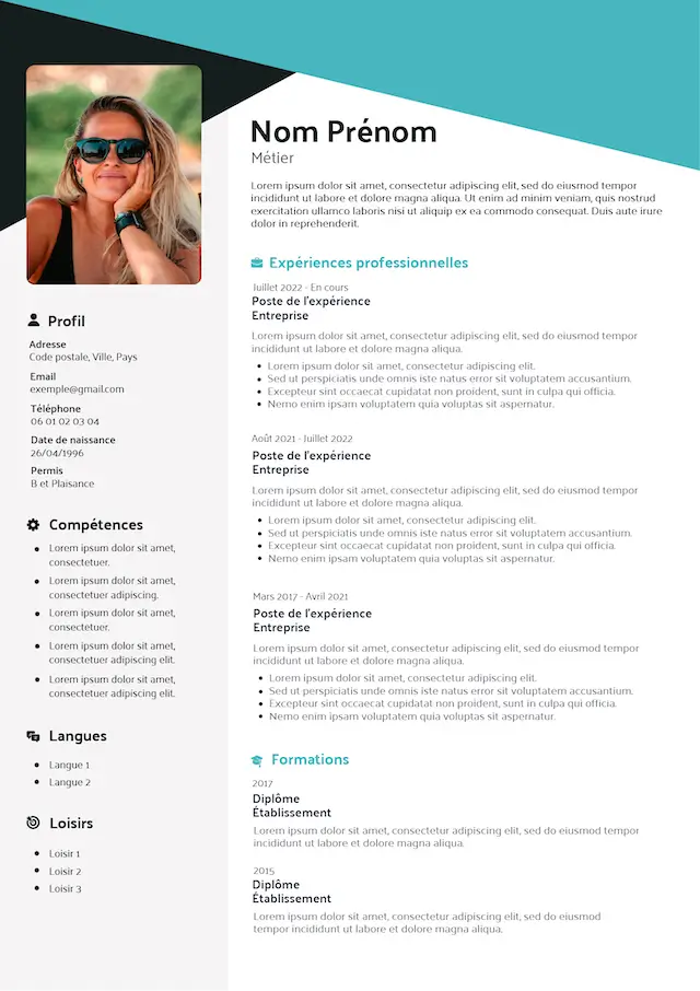 CV avec une mise en page originale et design