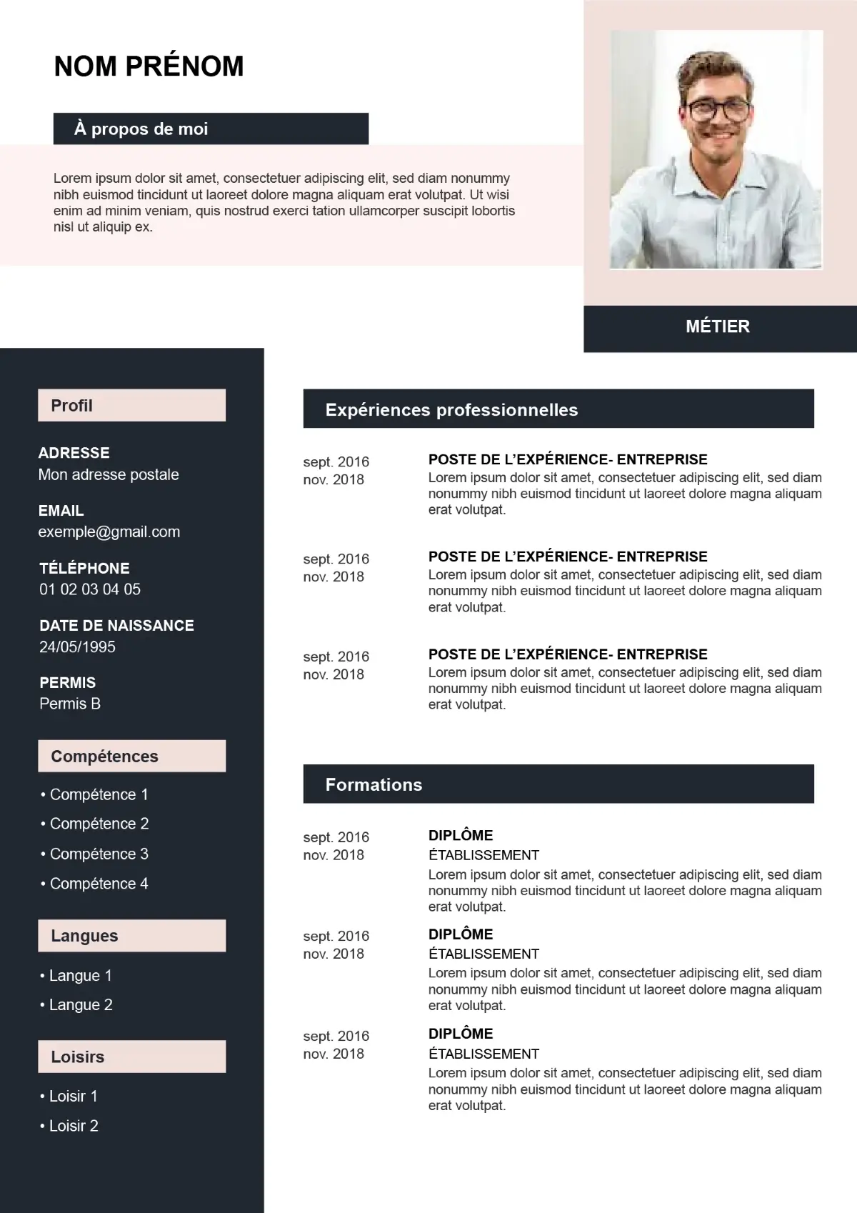 CV rose élégant
