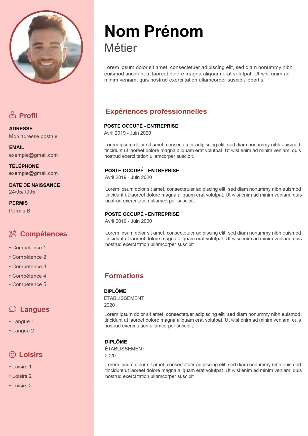 CV rouge classique