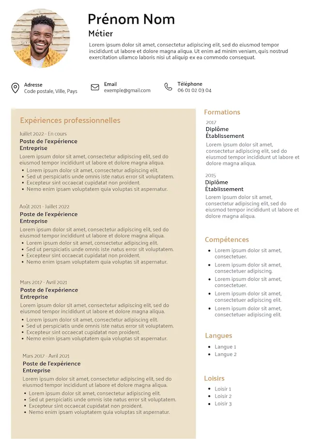 modèle de CV moderne