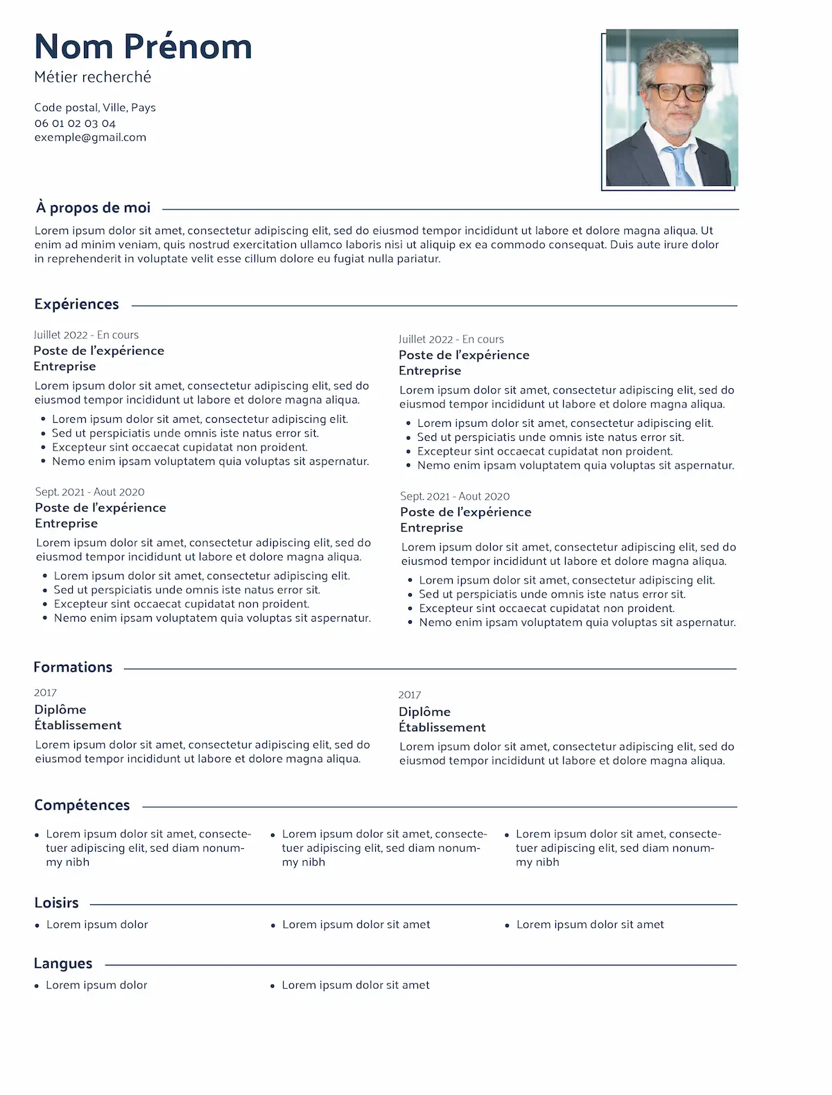 template de CV pro PDF