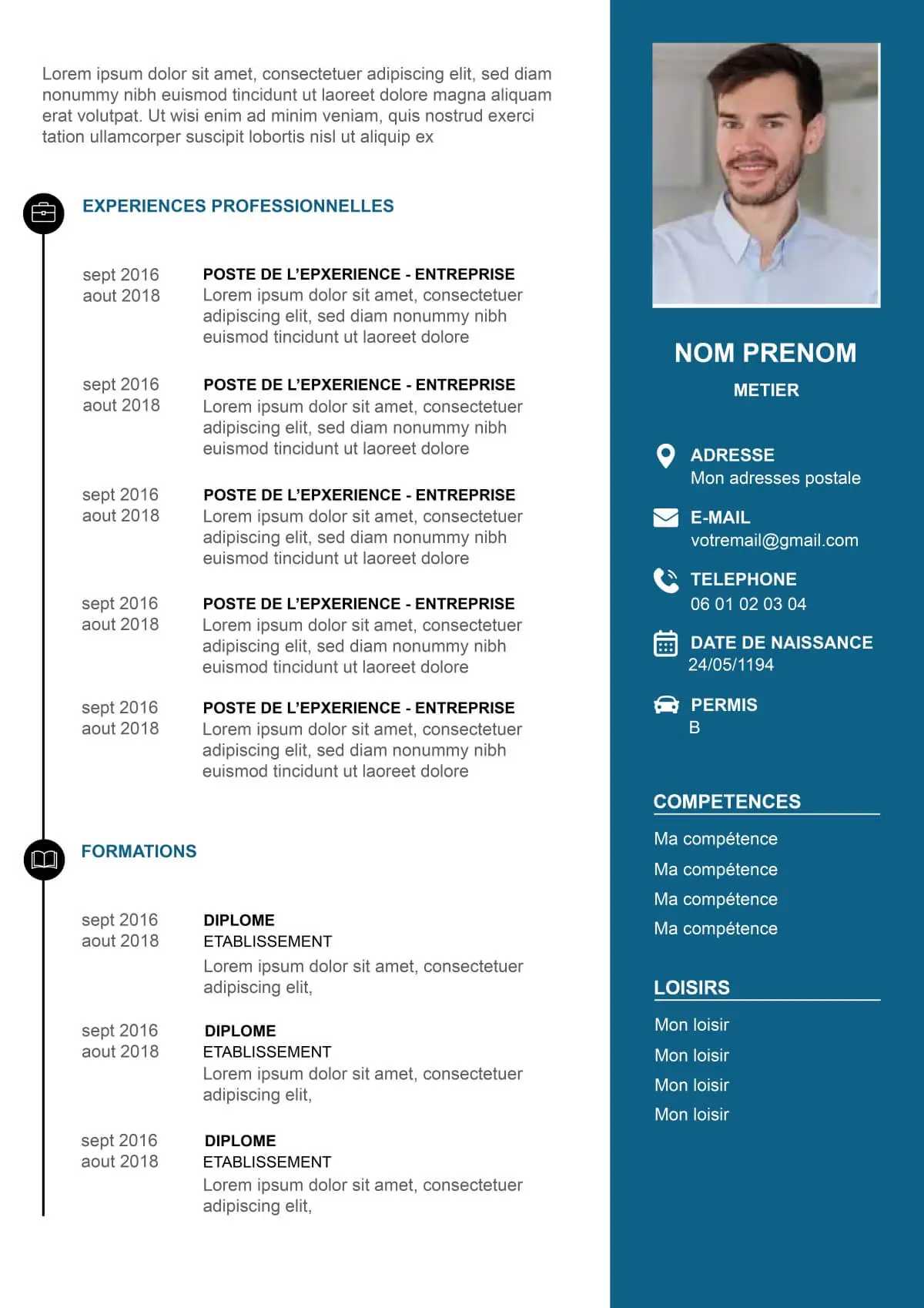 CV standard vert parfait pour créer le votre