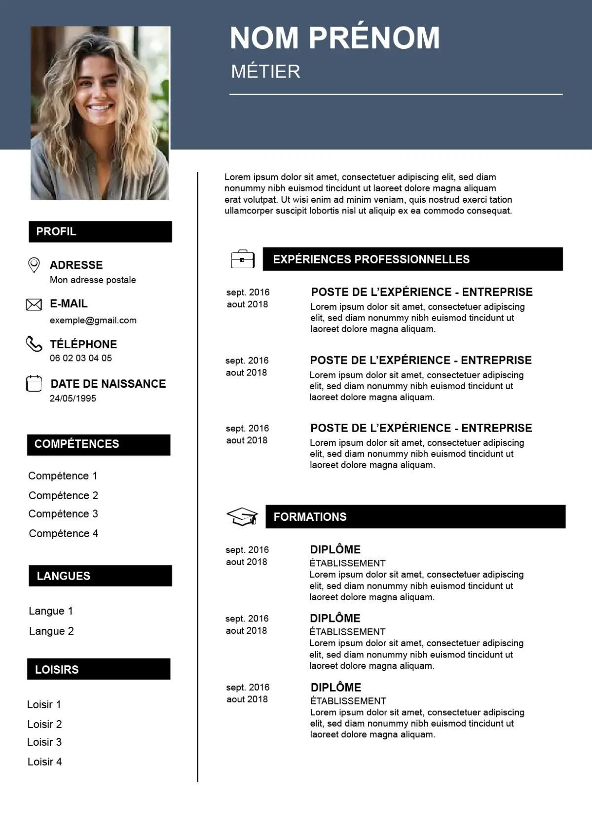 CV classique et design
