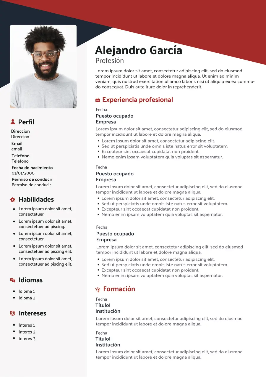 template de CV espagnol original