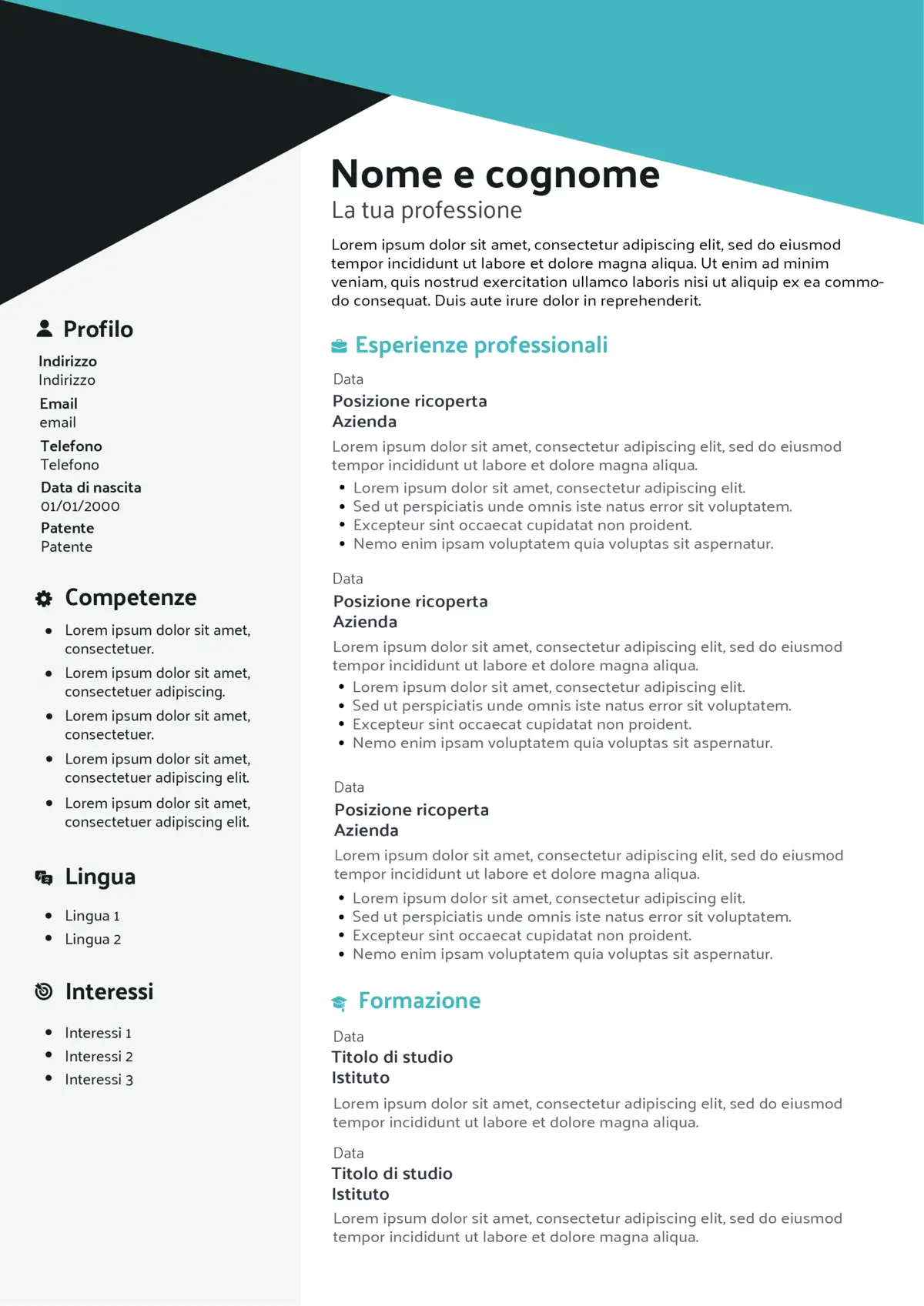 Modèle CV Italien : Exemples et Conseils