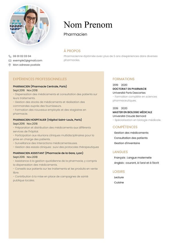 template CV marron