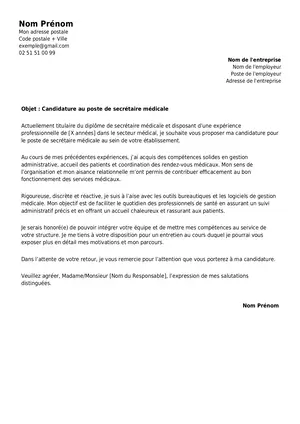 exemple de lettre de motivation professionnelle secrétaire médicale