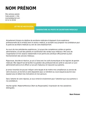 modele lettre de motivation secrétaire medicale