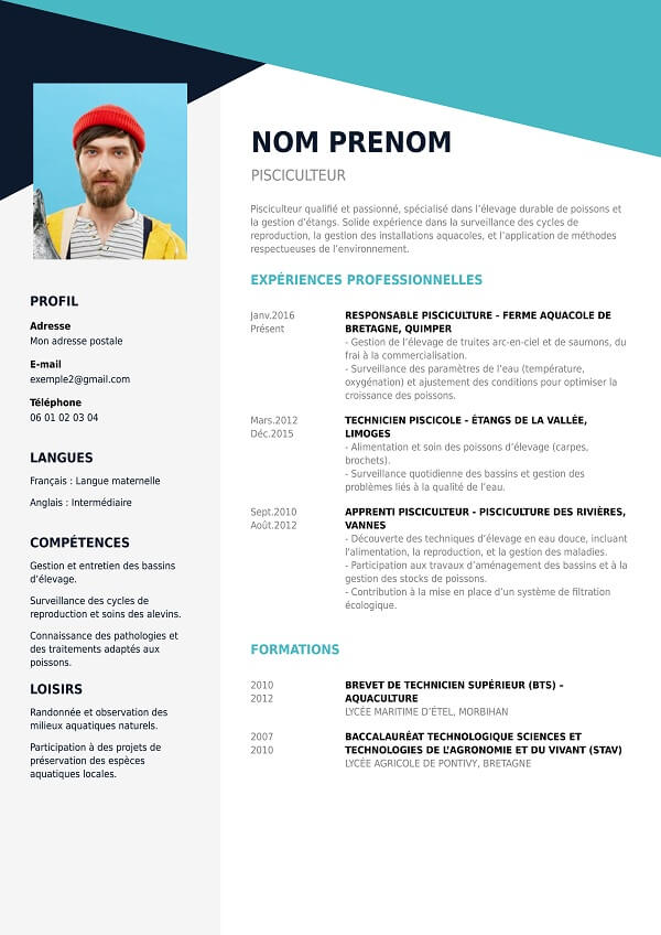 modele CV design pisciculteur