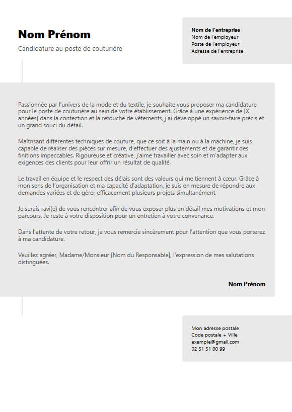 template de lettre de motivation moderne