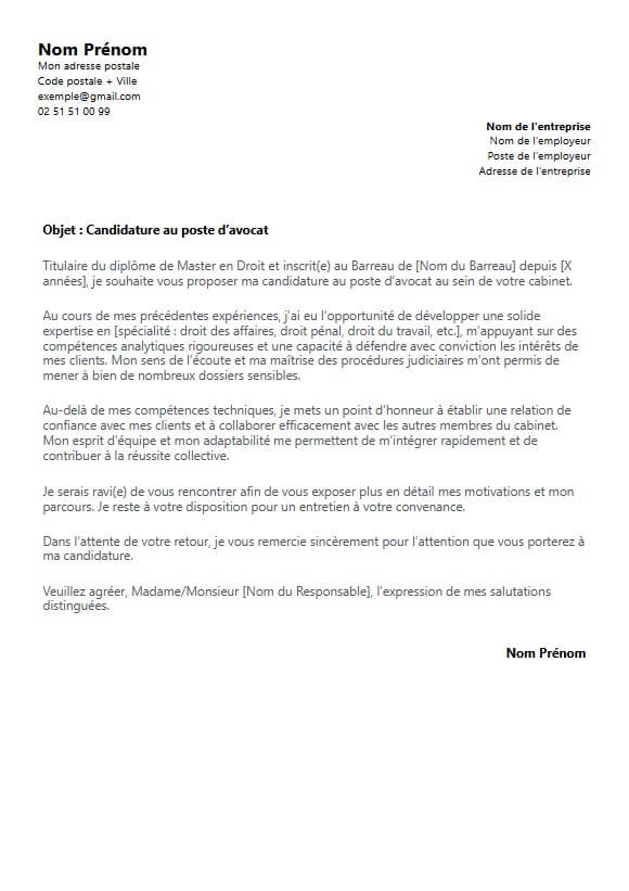 lettre de motivation avocat