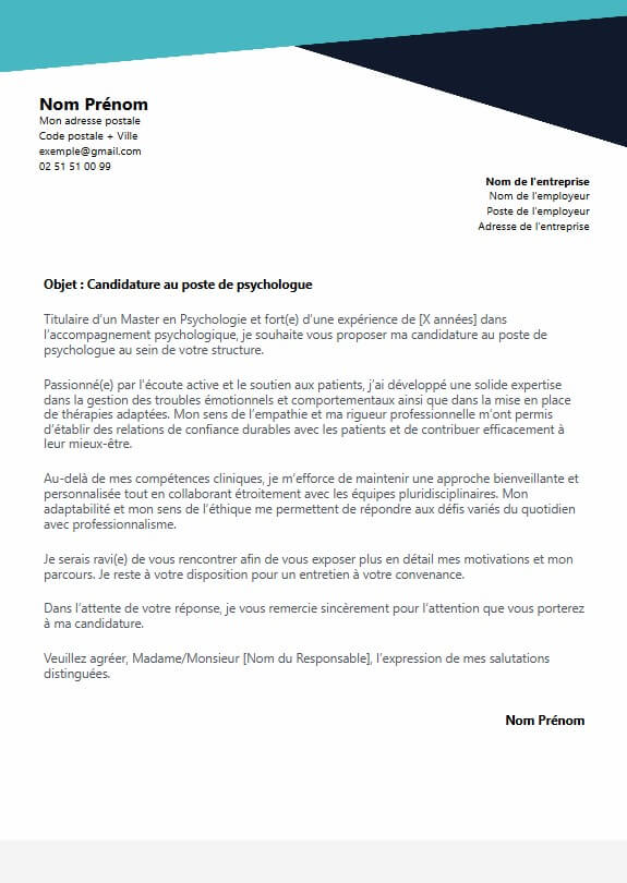 template lettre de motivation psychologue